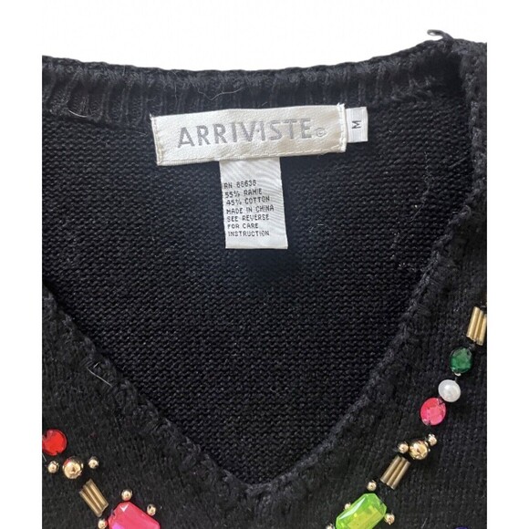 ARRIVISTE Vintage Multi Colored HEART SHAPE Gemstone Embellished Sweater Size M - Picture 7 of 8